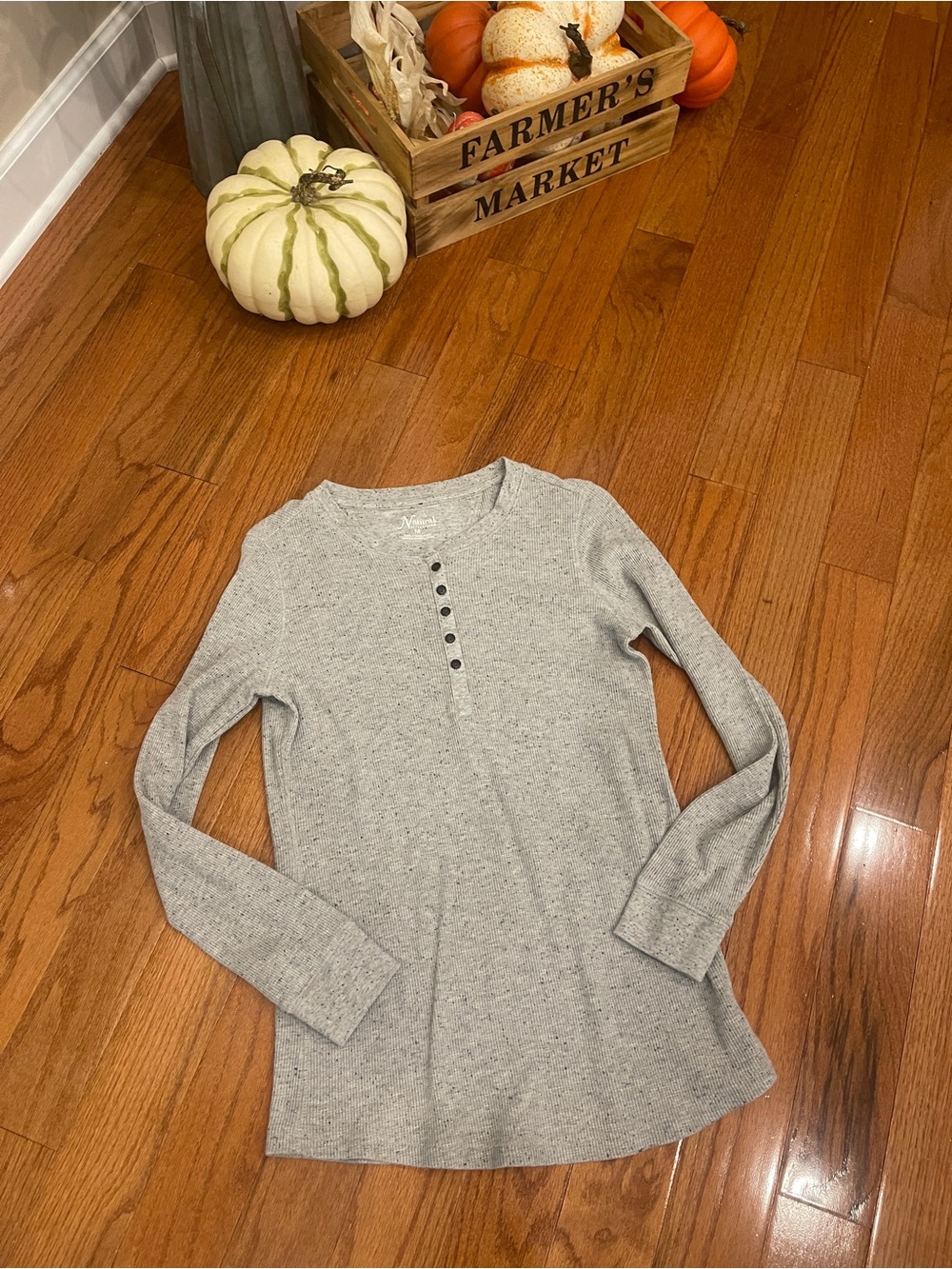 Bass Pro Shops Natural Reflections Heather Gray Henley Long Sleeve Button Shirt